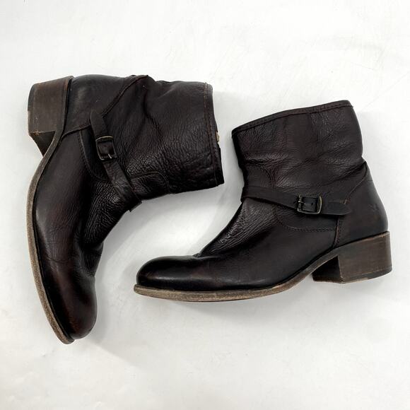 Frye Brown Maroon Leather Ankle booties - Picture 2 of 7